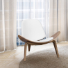 Buy Design Armchair - Scandinavian Armchair - Upholstered in Leather - Luna White 16776 - prices