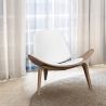Buy Design Armchair - Scandinavian Armchair - Upholstered in Leather - Luna White 16776 - prices