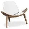 Buy Design Armchair - Scandinavian Armchair - Upholstered in Leather - Luna White 16776 in the Europe