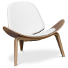 Buy Design Armchair - Scandinavian Armchair - Upholstered in Leather - Luna White 16776 at MyFaktory