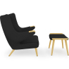 Buy Gerth Armchair with Matching Ottoman Black 16766 home delivery