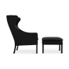 Buy 2204 Armchair with Matching Ottoman - Premium Leather Black 15450 at MyFaktory