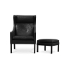 Buy 2204 Armchair with Matching Ottoman - Premium Leather Black 15450 - in the EU