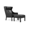 Buy 2204 Armchair with Matching Ottoman - Premium Leather Black 15450 - prices