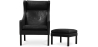 Buy 2204 Armchair with Matching Ottoman - Premium Leather Black 15450 - in the EU