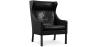 Buy 2204 Armchair with Matching Ottoman - Premium Leather Black 15450 at MyFaktory
