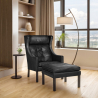 Buy 2204 Armchair with Matching Ottoman - Faux Leather Black 15449 - prices