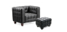Buy Lukus Armchair with Matching Ottoman - Premium Leather Black 13187 at MyFaktory