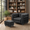 Buy Lukus Armchair with Matching Ottoman - Premium Leather Black 13187 - prices