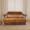 Buy Design Sofa Churchill Lounge - 2 places - Premium Leather & Stainless Steel Vintage brown 48369 - prices
