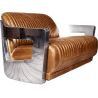 Buy Design Sofa Churchill Lounge - 2 places - Premium Leather & Stainless Steel Vintage brown 48369 at MyFaktory