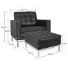 Buy Kanel Armchair with Matching Ottoman - Faux Leather Black 16514 - prices
