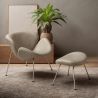 Buy Slice Armchair with Matching Ottoman - Premium Leather Black 16763 - prices