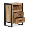 Buy Onawa vintage industrial style wood and metal Bedside table Natural wood 58475 at MyFaktory