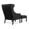 Buy 2204 Armchair with Matching Ottoman - Faux Leather Black 15449 in the Europe