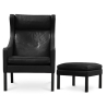 Buy 2204 Armchair with Matching Ottoman - Faux Leather Black 15449 - in the EU