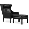 Buy 2204 Armchair with Matching Ottoman - Faux Leather Black 15449 - prices
