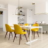 Buy Dining Chair - Upholstered in Fabric - Scandinavian Style -Bennett Yellow 58982 - prices