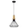 Buy Black metal and wood ceiling lamp - Fenris Black 59162 - in the EU