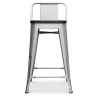 Buy Industrial Design Bar Stool with Backrest - Wood & Steel - 60 cm - Metalix Black 59117 - in the EU
