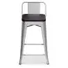 Buy Industrial Design Bar Stool with Backrest - Wood & Steel - 60 cm - Metalix Industriel 59117 at MyFaktory