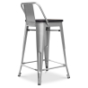 Buy Industrial Design Bar Stool with Backrest - Wood & Steel - 60 cm - Metalix Black 59117 home delivery