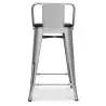 Buy Industrial Design Bar Stool with Backrest - Wood & Steel - 60 cm - Metalix Industriel 59117 - in the EU