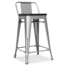 Buy Industrial Design Bar Stool with Backrest - Wood & Steel - 60 cm - Metalix Pastel orange 59117 - prices