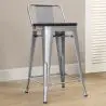 Buy Industrial Design Bar Stool with Backrest - Wood & Steel - 60 cm - Metalix Industriel 59117 - prices