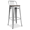 Buy Wooden Bistrot Metalix stool with small backrest - 76 cm Green 59118 at MyFaktory
