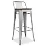 Buy Industrial Design Bar Stool with Backrest - Wood & Steel - 76cm - Metalix Pastel orange 59118 in the Europe