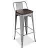 Buy Wooden Bistrot Metalix stool with small backrest - 76 cm Green 59118 in the Europe