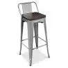 Buy Industrial Design Bar Stool with Backrest - Wood & Steel - 76cm - Metalix Pastel orange 59118 home delivery