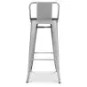 Buy Industrial Design Bar Stool with Backrest - Wood & Steel - 76cm - Metalix Pastel orange 59118 - in the EU