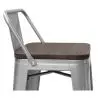 Buy Industrial Design Bar Stool with Backrest - Wood & Steel - 76cm - Metalix Pastel orange 59118 - prices