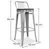 Buy Industrial Design Bar Stool with Backrest - Wood & Steel - 76cm - Metalix Pastel orange 59118 home delivery