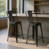 Buy Bistrot Metalix square bar stool with backrest - 60cm Pastel yellow 58410 - prices