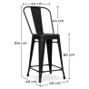 Buy Bistrot Metalix square bar stool with backrest - 60cm Grey blue 58410 with a guarantee