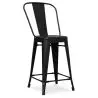 Buy Bistrot Metalix square bar stool with backrest - 60cm Pastel yellow 58410 home delivery
