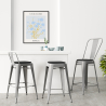 Buy Bistrot Metalix square bar stool with backrest - 60cm Grey blue 58410 - prices