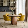 Buy Dining Chair - Upholstered in Fabric - Scandinavian Style -Bennett  Yellow 59261 - prices