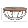 Buy Lisi industrial round coffee table - Wood and metal Natural wood 59283 at MyFaktory