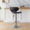 Buy Swivel Chromed Metal Curved Back Bar Stool - Height Adjustable Black 49743 - prices
