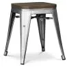 Buy Industrial Design Stool - Wood & Steel - 45cm - Metalix Pastel orange 58350 in the Europe