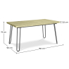 Buy 150x90 Holly Industrial dining table with Hairpin legs - Wood and metal Natural wood 59465 at MyFaktory