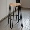 Buy Hairpin Bar Stool 66cm - Light wood and metal Black 59500 - prices