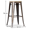 Buy Bistrot Metalix style stool - 76cm  - Metal and Light Wood Metallic bronze 59704 - prices