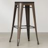 Buy Bistrot Metalix style stool - 76cm - Metal and dark wood Metallic bronze 59697 - prices