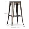 Buy Bistrot Metalix style stool - 76cm - Metal and dark wood Industriel 59697 at MyFaktory