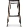 Buy Bistrot Metalix style stool - 76cm - Metal and dark wood Industriel 59697 - in the EU